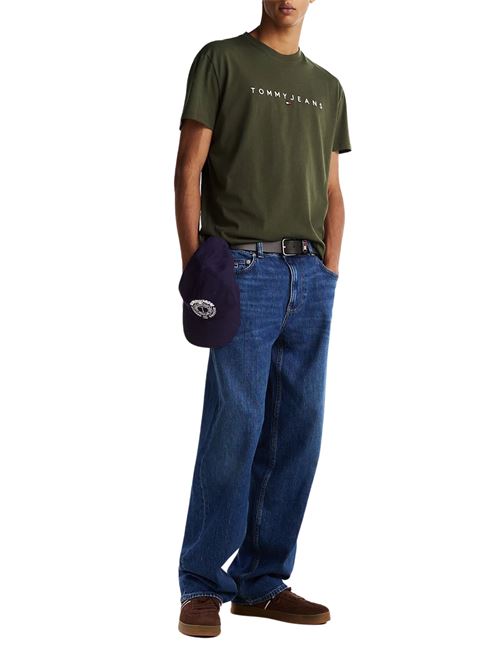 T-shirt verde militare in cotone Tommy Jeans | DM0DM20744M12